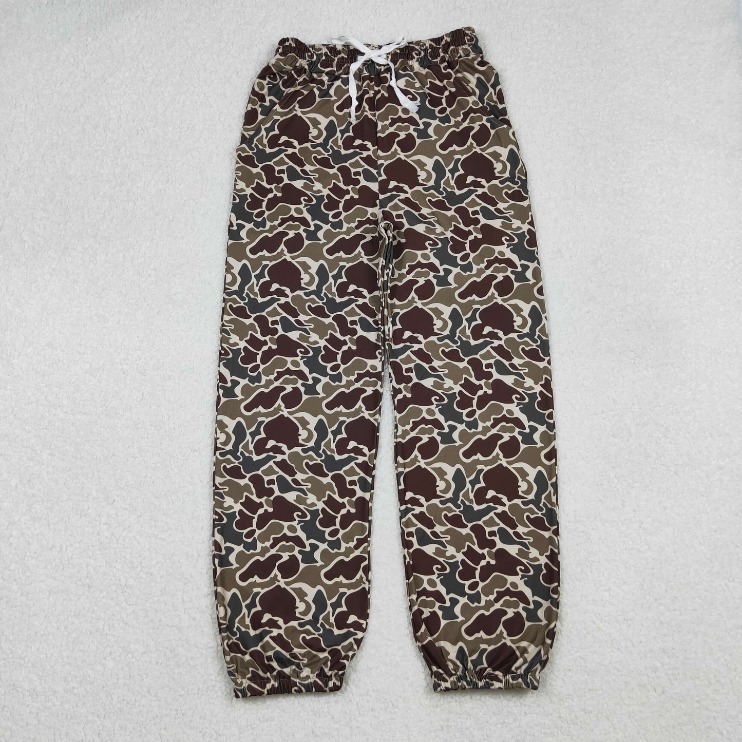 P0906 Adult Brown Camo Print Woman Bottom Joggers Pants