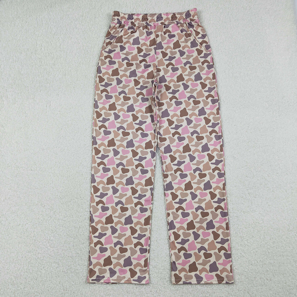 P1001 Adult Pink Brown Camo Print Woman Bottom Pants