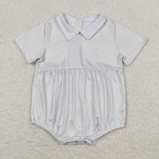 SR0598 Plaid Print Baby Summer Buttons Romper
