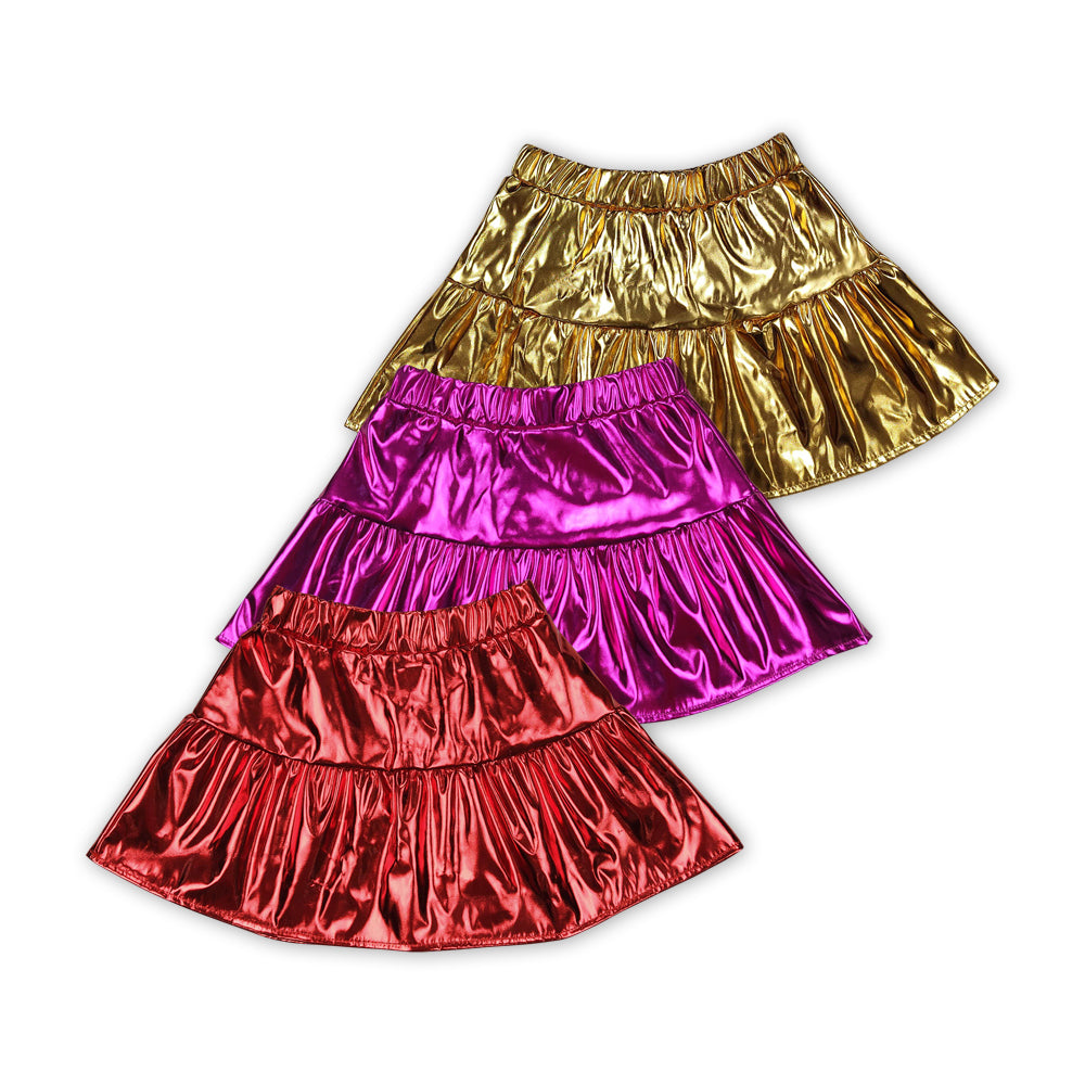 3 Colors Pleather Elastic Girls Summer Bottom Skirts Sisters Wear