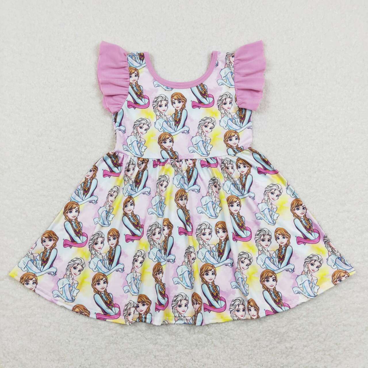 Cartoon Princess Print Sisters Summer Matching Dress