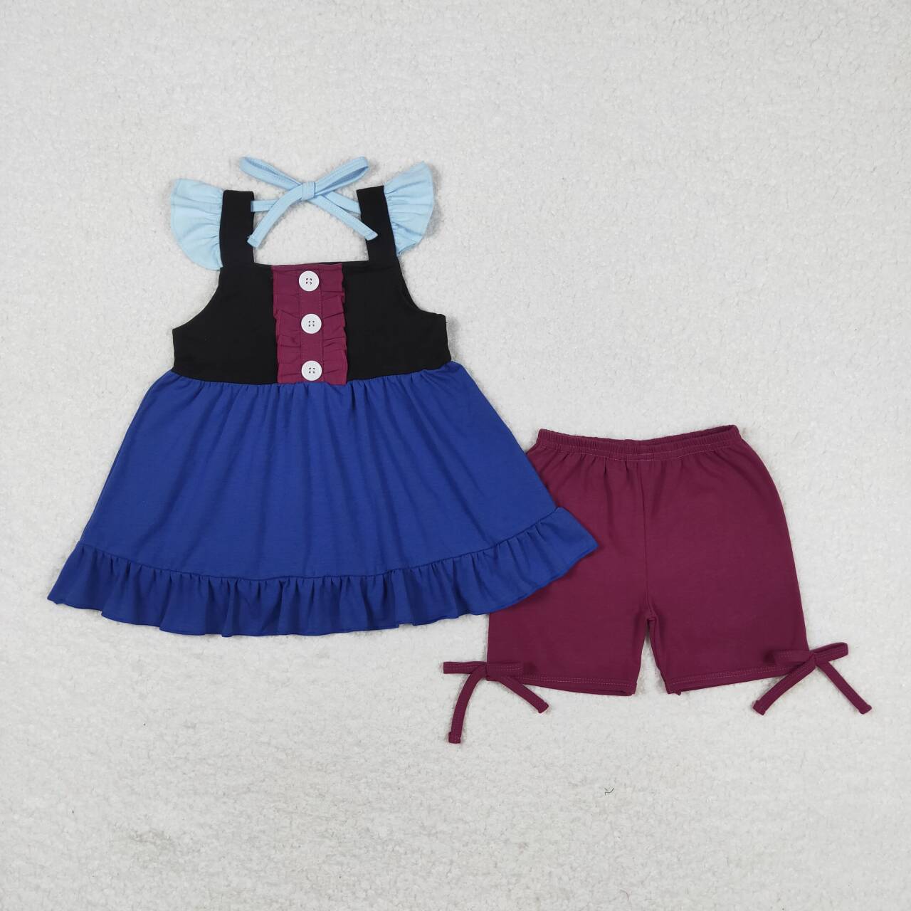 Cartoon Princess Design Girls Summer Clothes Set Sisters Wear
