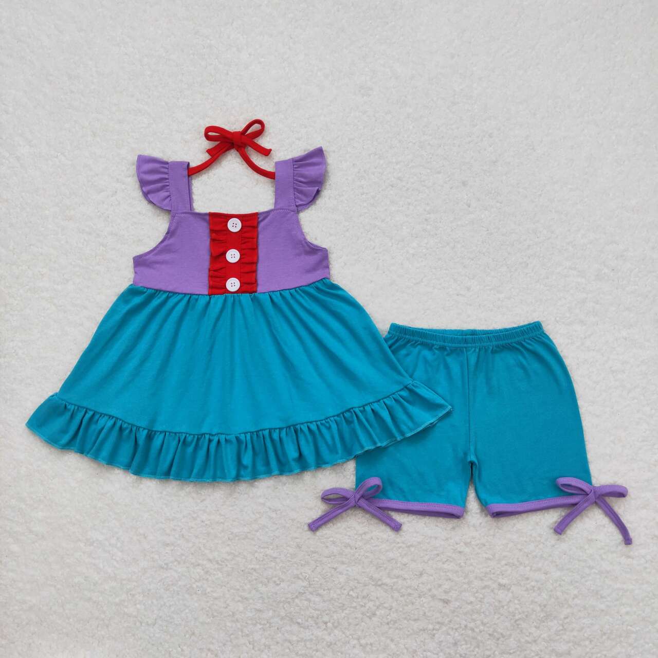 Cartoon Princess Design Girls Summer Clothes Set Sisters Wear