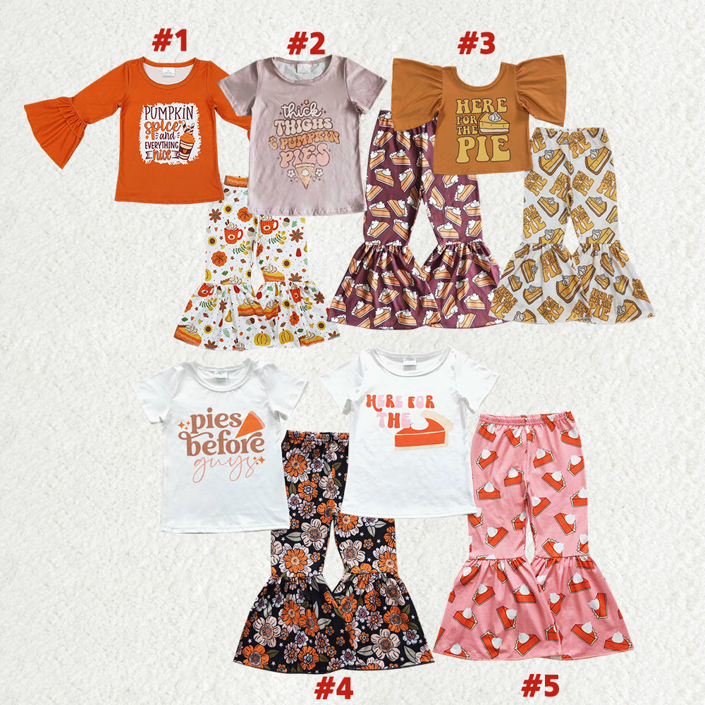 Pumpkin Pie Print Girls Fall Outfits Sisters Wear