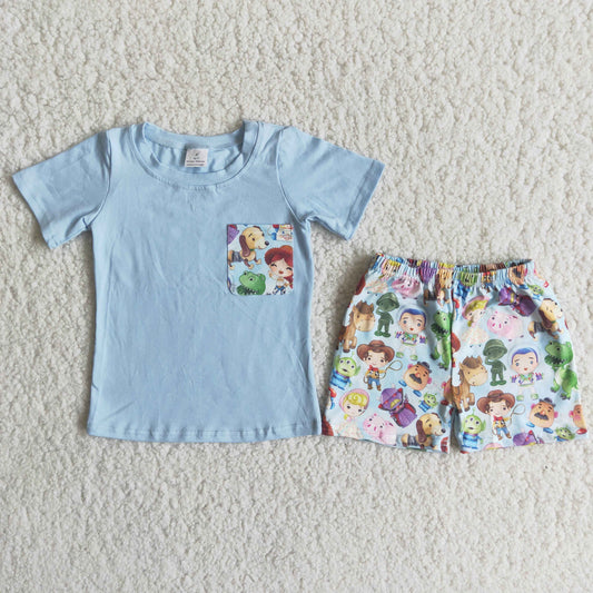 (Promotion)Boys cartoon print summer shorts outfits  C14-24