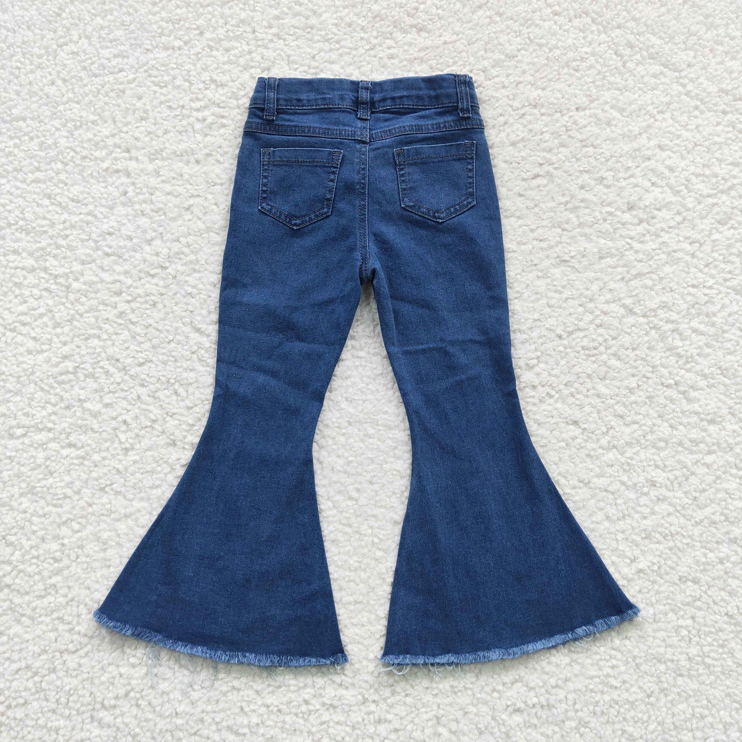 P0127 Girls Blue Star Denim Bell Bottom Jeans