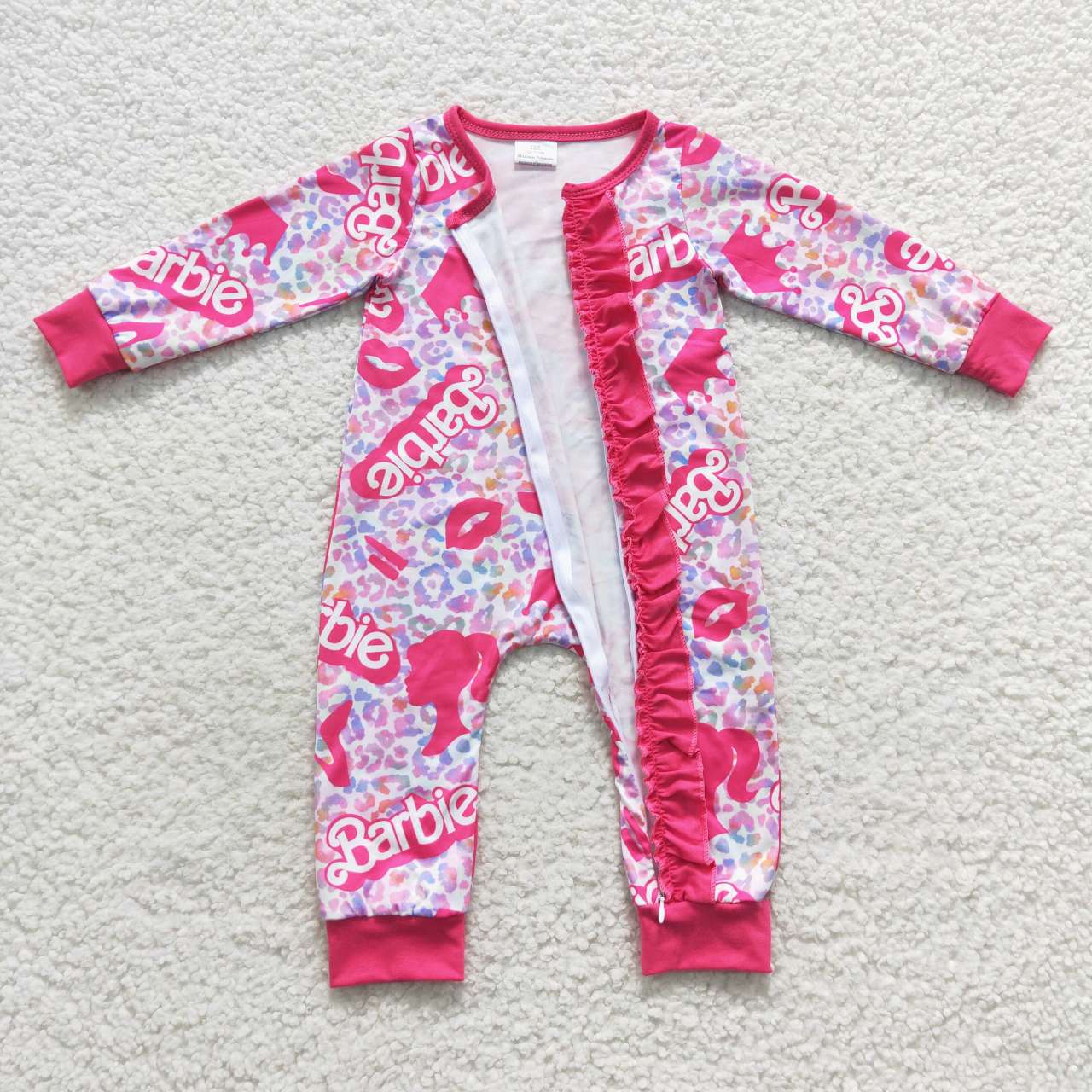 LR0481 Hot pink BA baby girls zipper romper