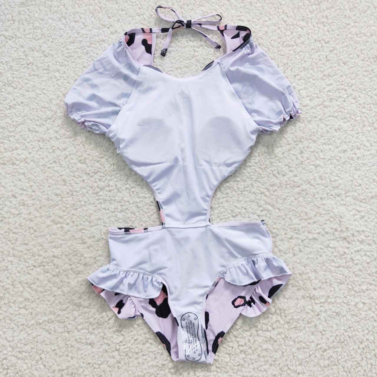 S0152 Girls pink leopard print 1 piece swimsuits