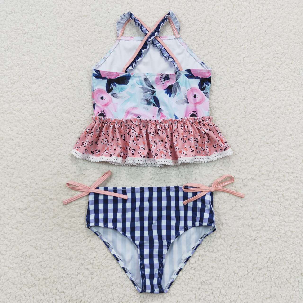 S0158 Girls flowers print 2 pieces swimsuits