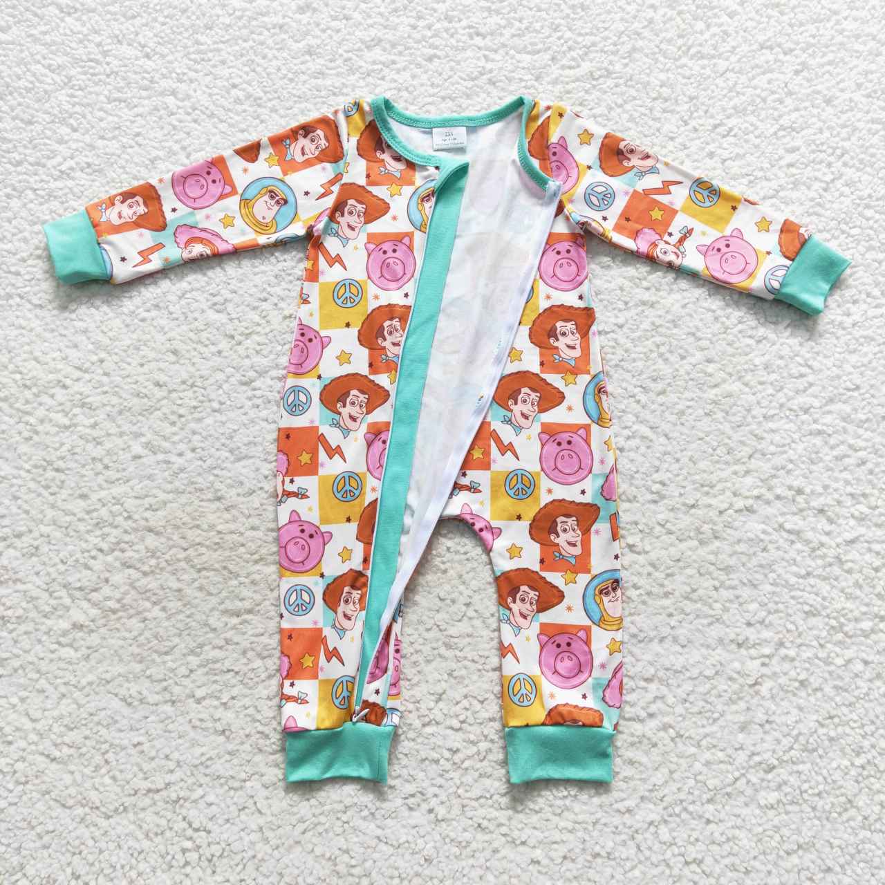 (Promotion)LR0558 Toy cartoon print baby zipper romper