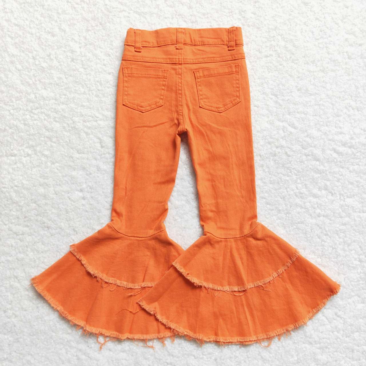 P0271 Orange denim hole bell bottom jeans