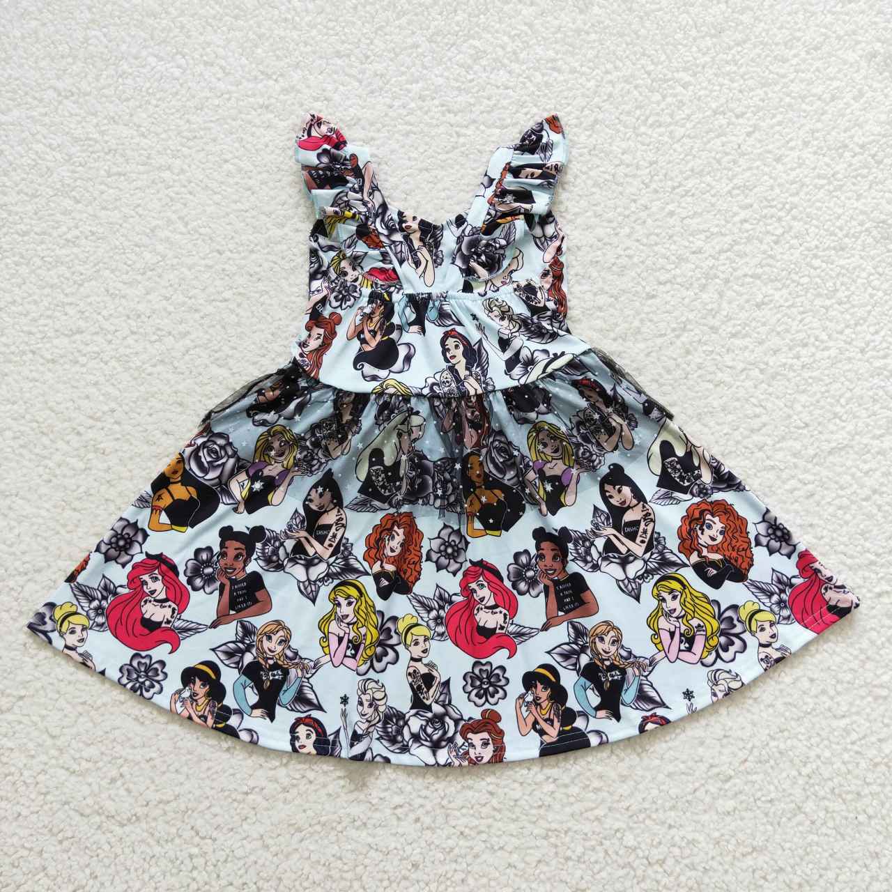 GSD0460 Cartoon princess print girls knee length tulle Halloween dress