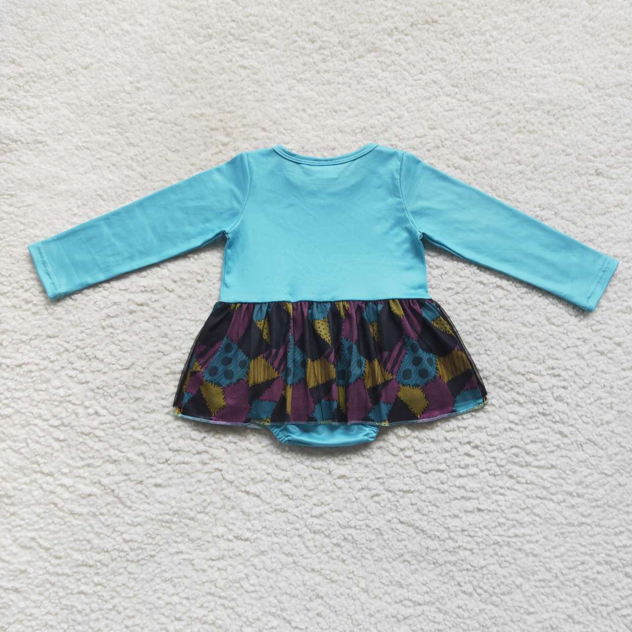 LR0603 Blue Halloween character face print baby girls tulle romper