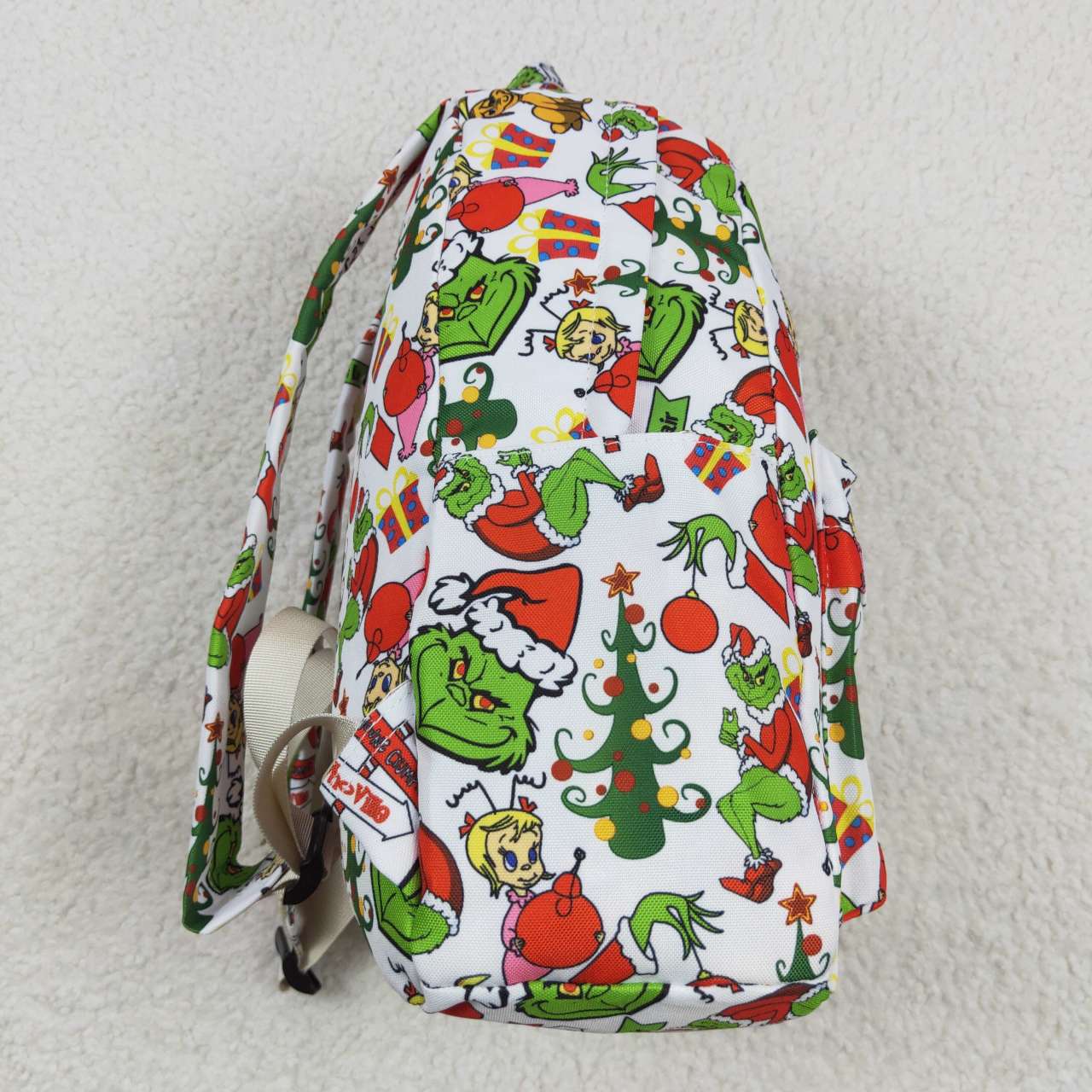 BA0138 Kids bag Christmas green frog print backpack