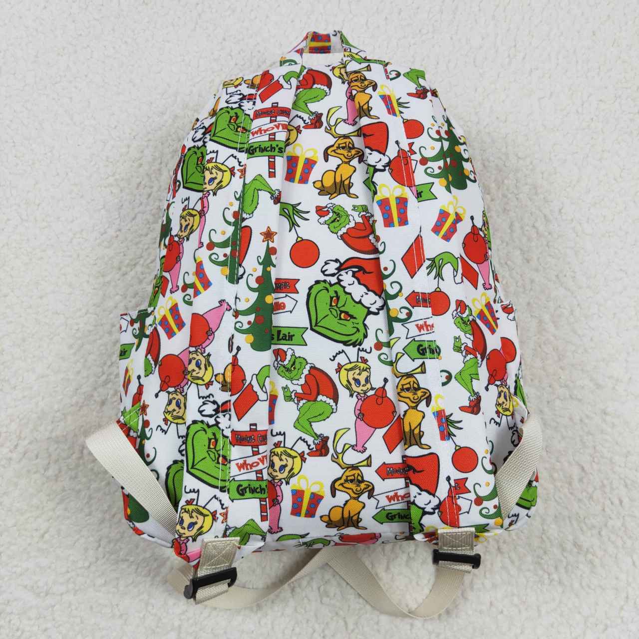 BA0138 Kids bag Christmas green frog print backpack
