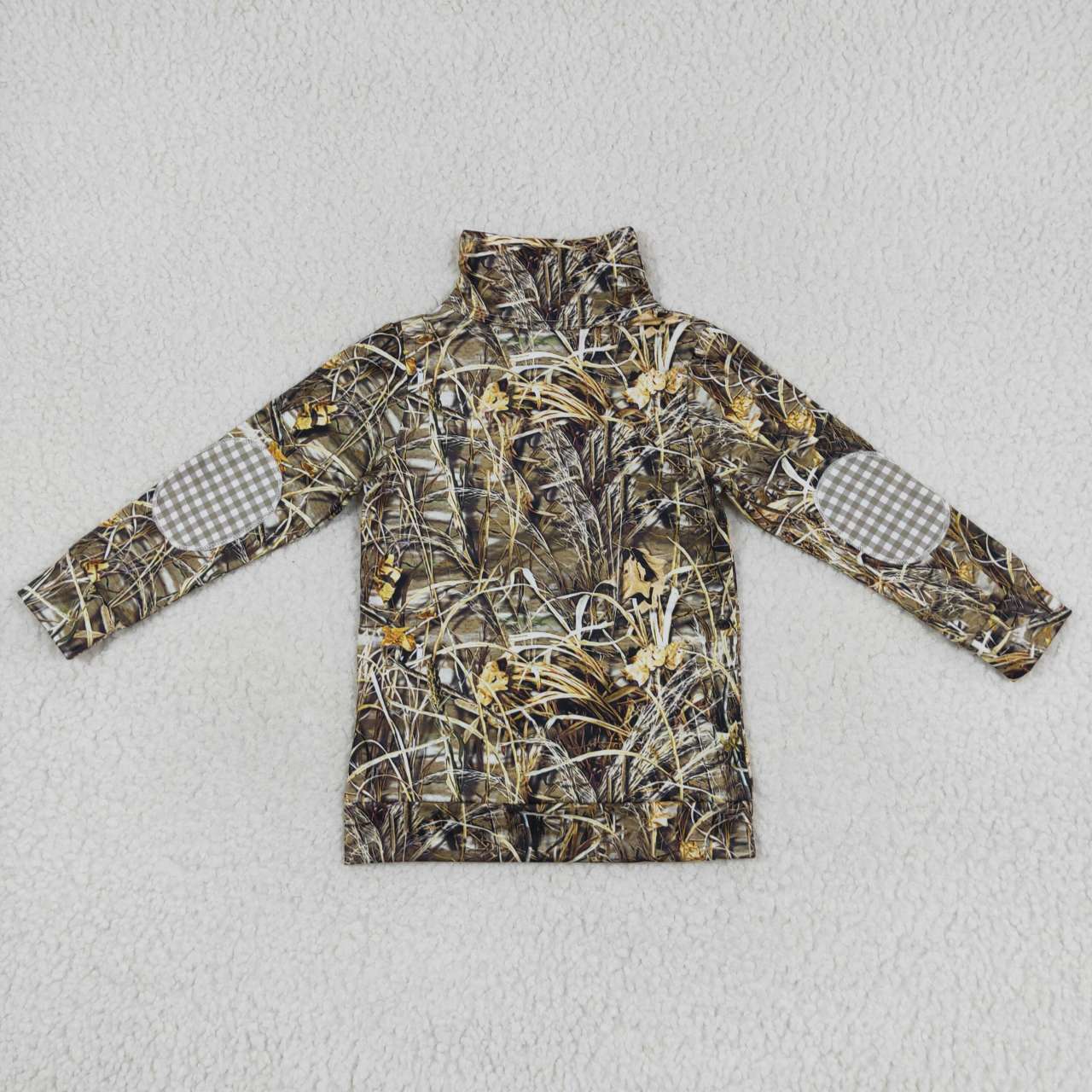 USA-Shop BT0332  Green camo duck print boys go hunting pullover zipper tee shirt top
