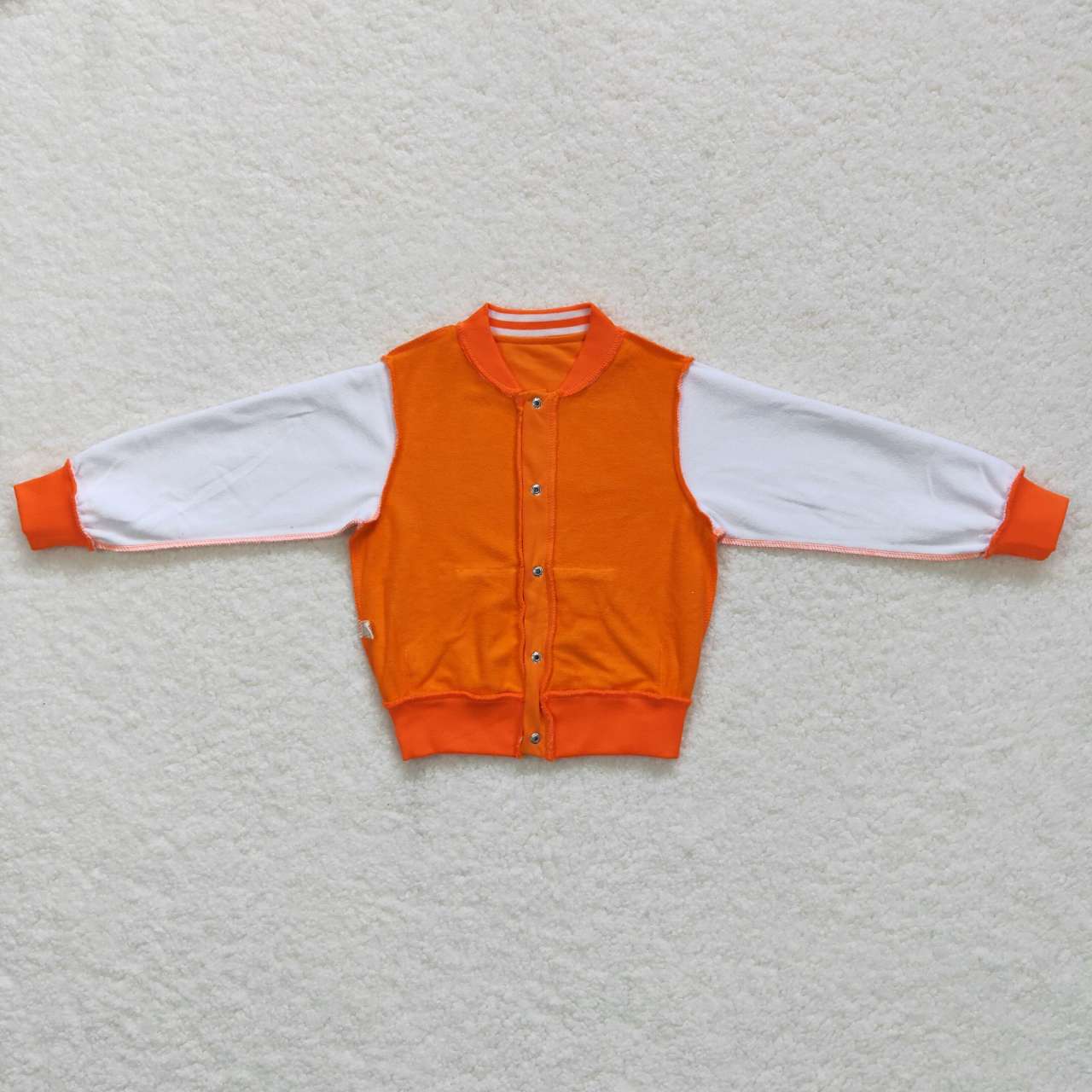BT0268 Orange White Fall Cotton Kids Baseball Jackets