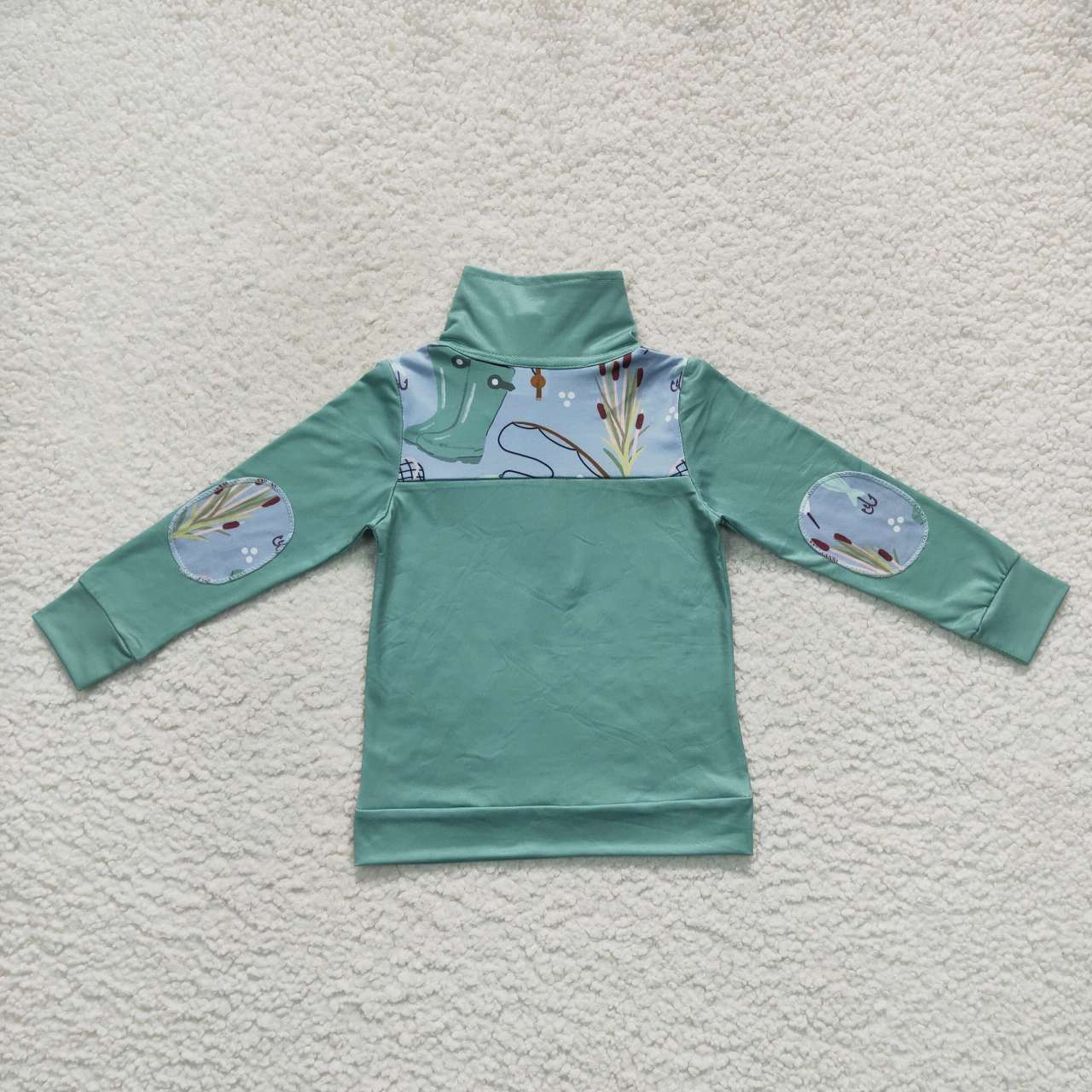 (Promotion)BT0335 Go fishing print boys pullover zipper tee shirt top