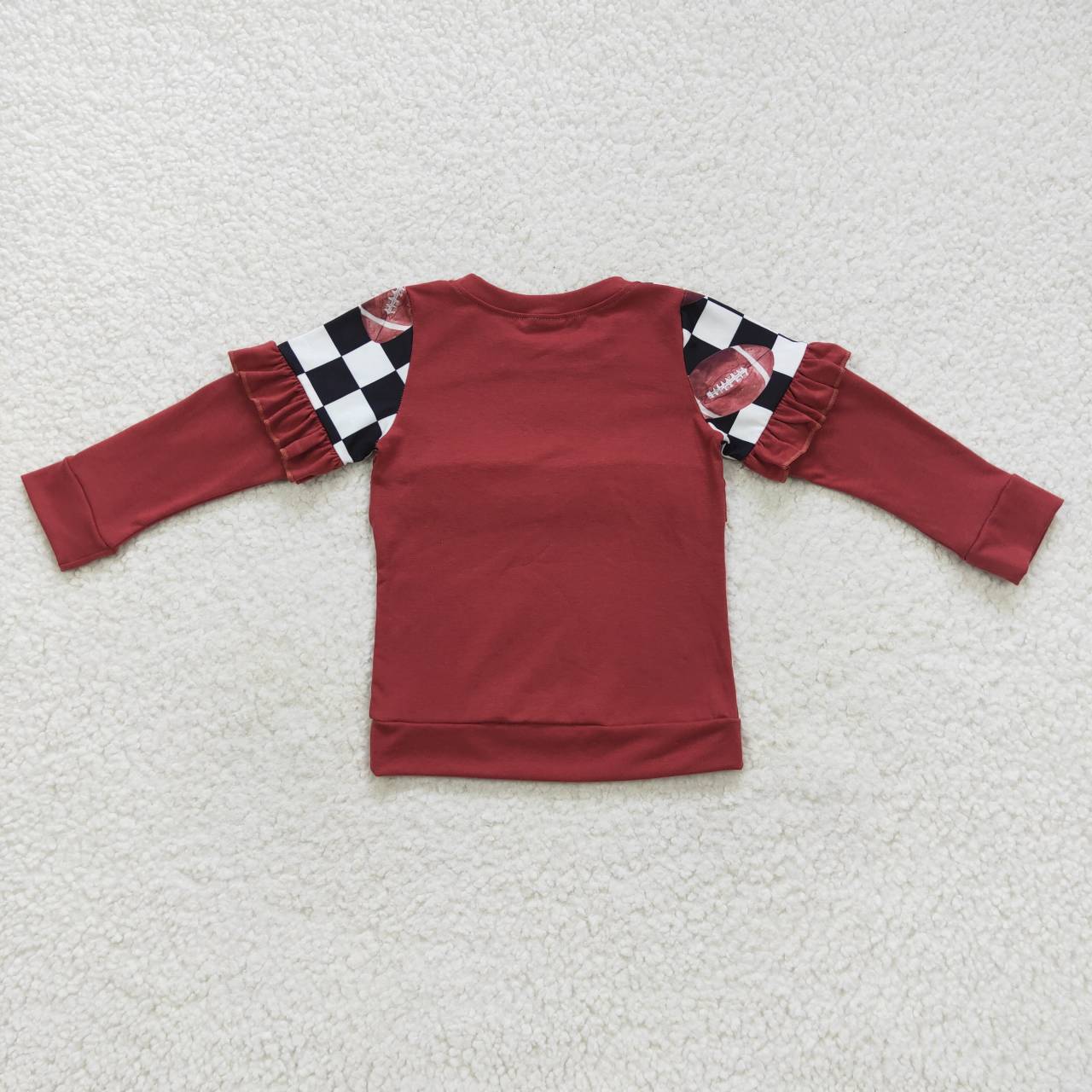 GT0300 Brown football print girls tee shirts top