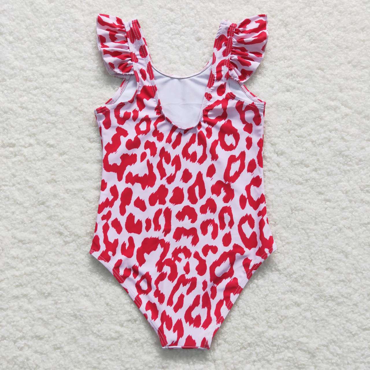 S0155 Girls Pink Leopard Print 1 Piece Swimsuits