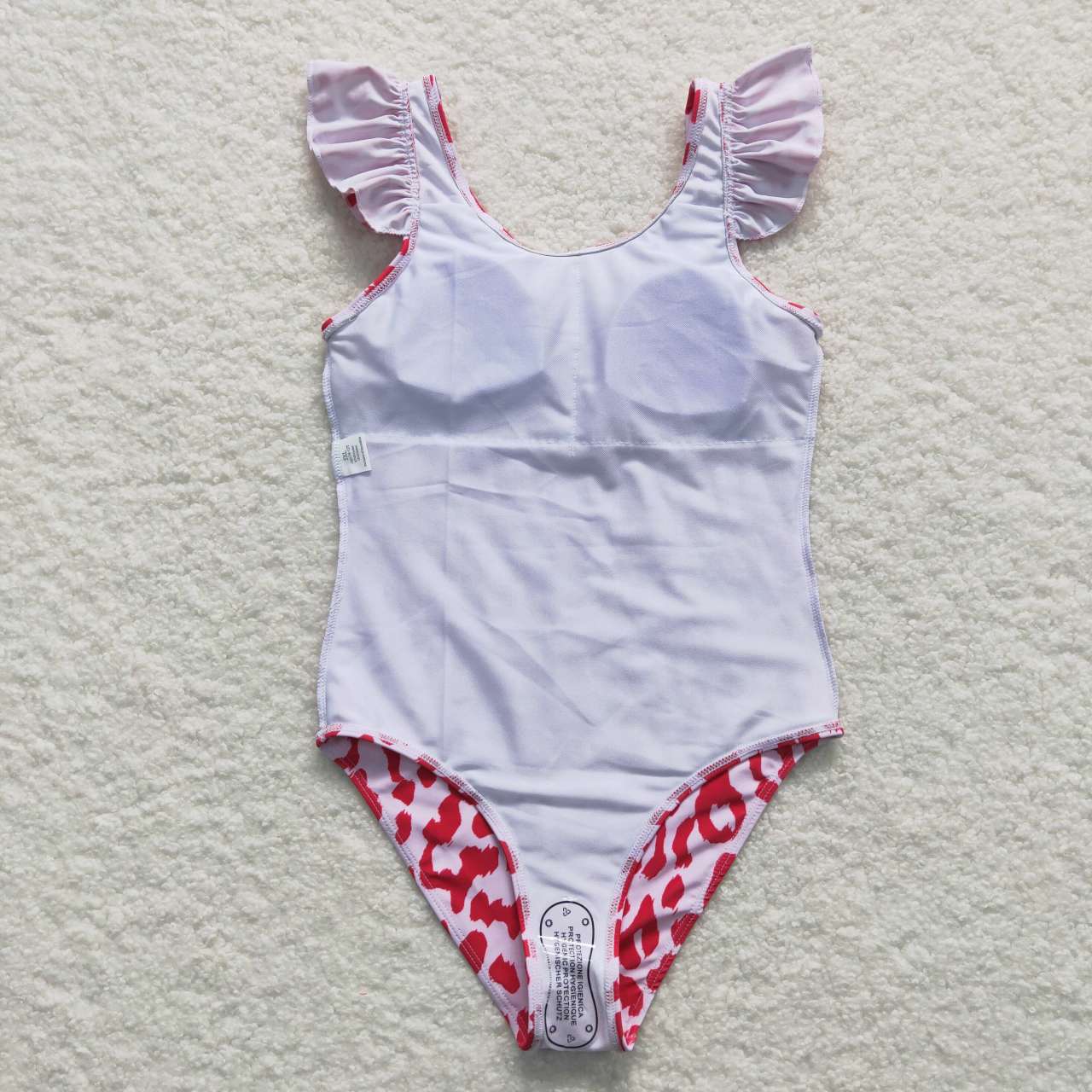 S0155 Girls Pink Leopard Print 1 Piece Swimsuits