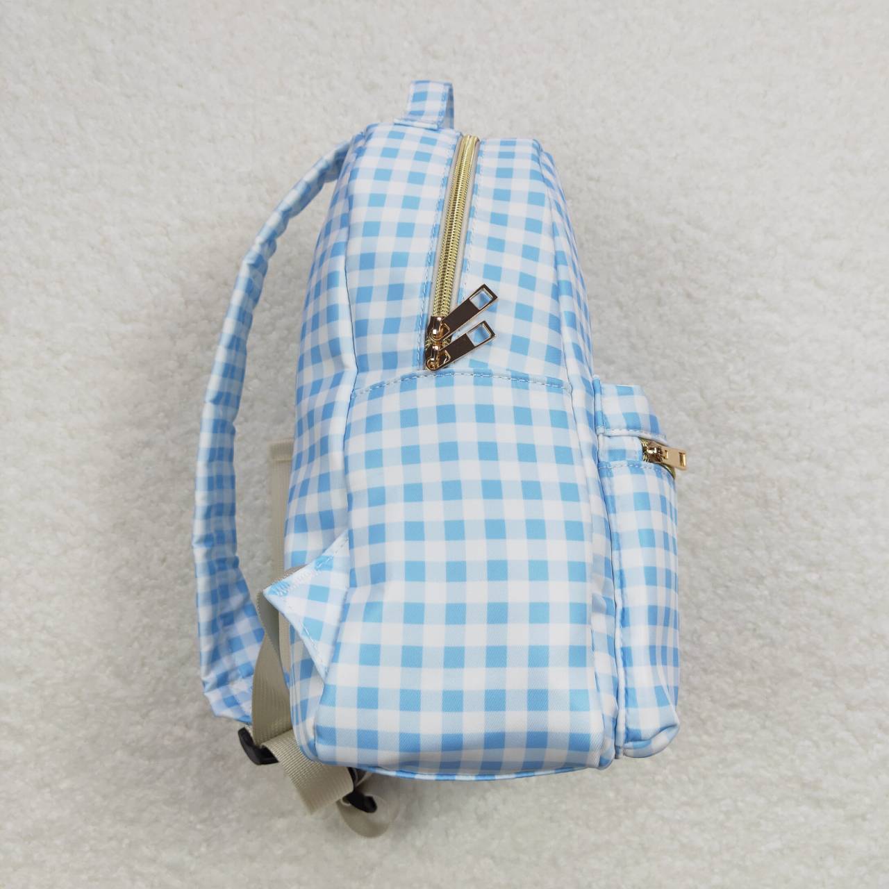 BA0087 Kids Bag Blue Checkered Backpack
