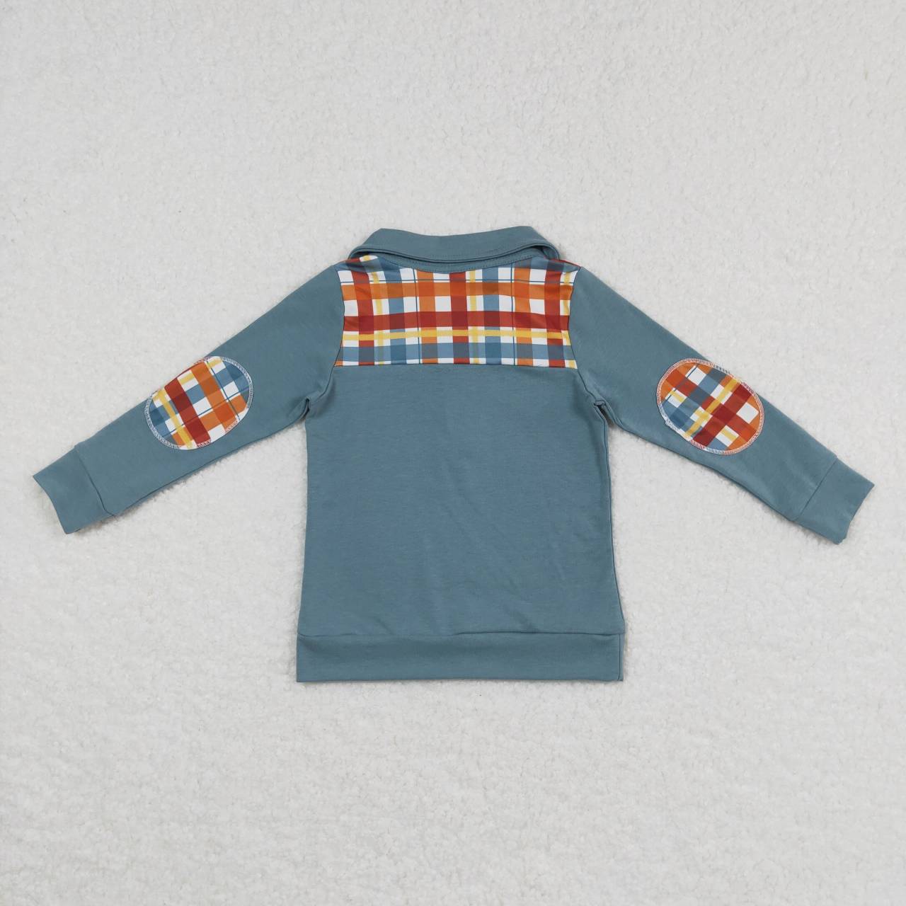 BT0313 Plaid Print Boys Pullover Zipper Tee Shirt Top