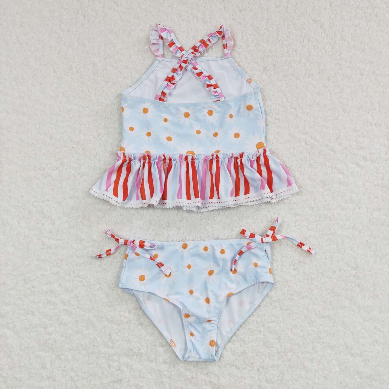 S0157 Girls Daisy Print 2 Pieces Swimsuits