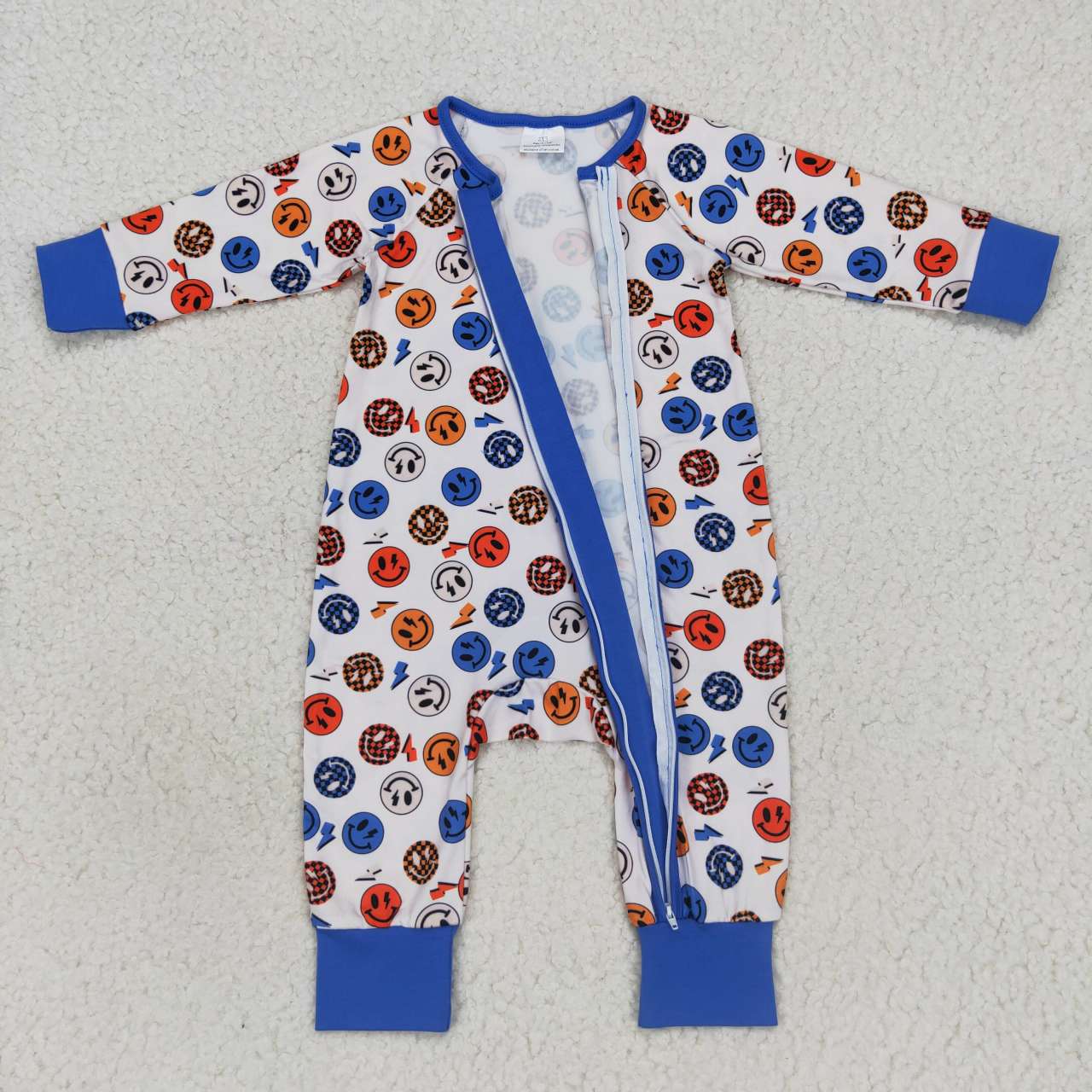 LR0721 Smiling Face Baby Boys Sleeper Zipper Romper