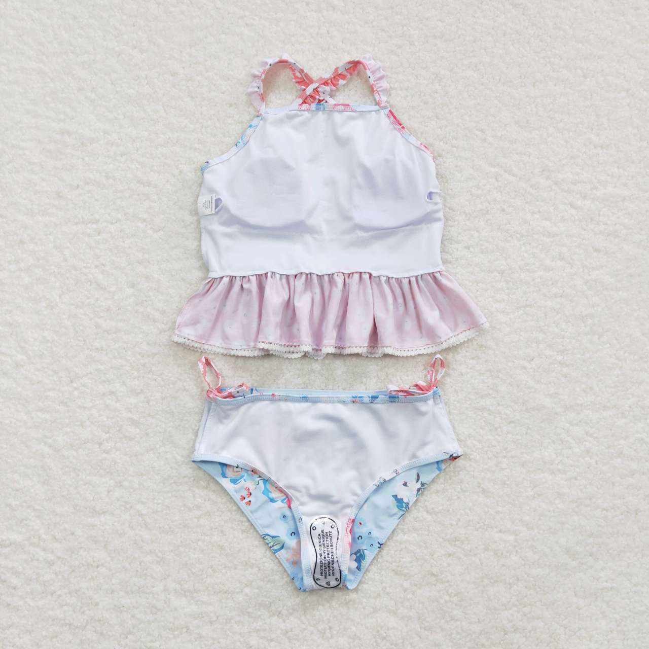 S0159 Girls Summer Flowers Print 2 Pieces Swimsuits