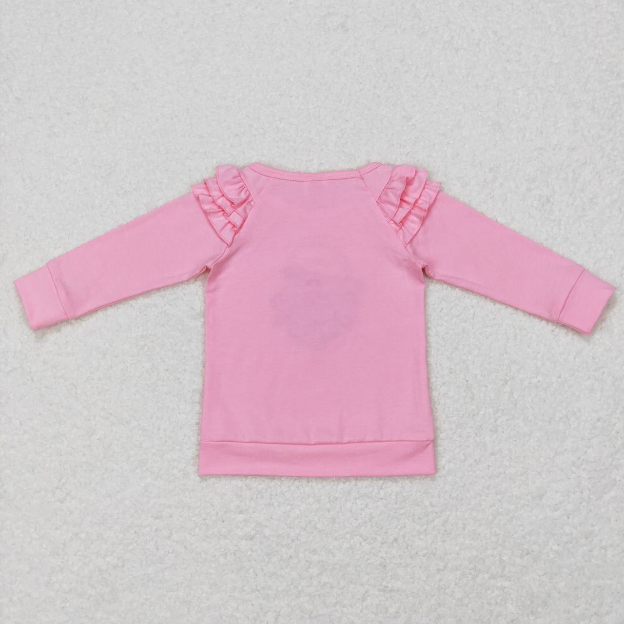 GT0369 Pink Santa Embroidery Print Girls Christmas Tee Shirt Top