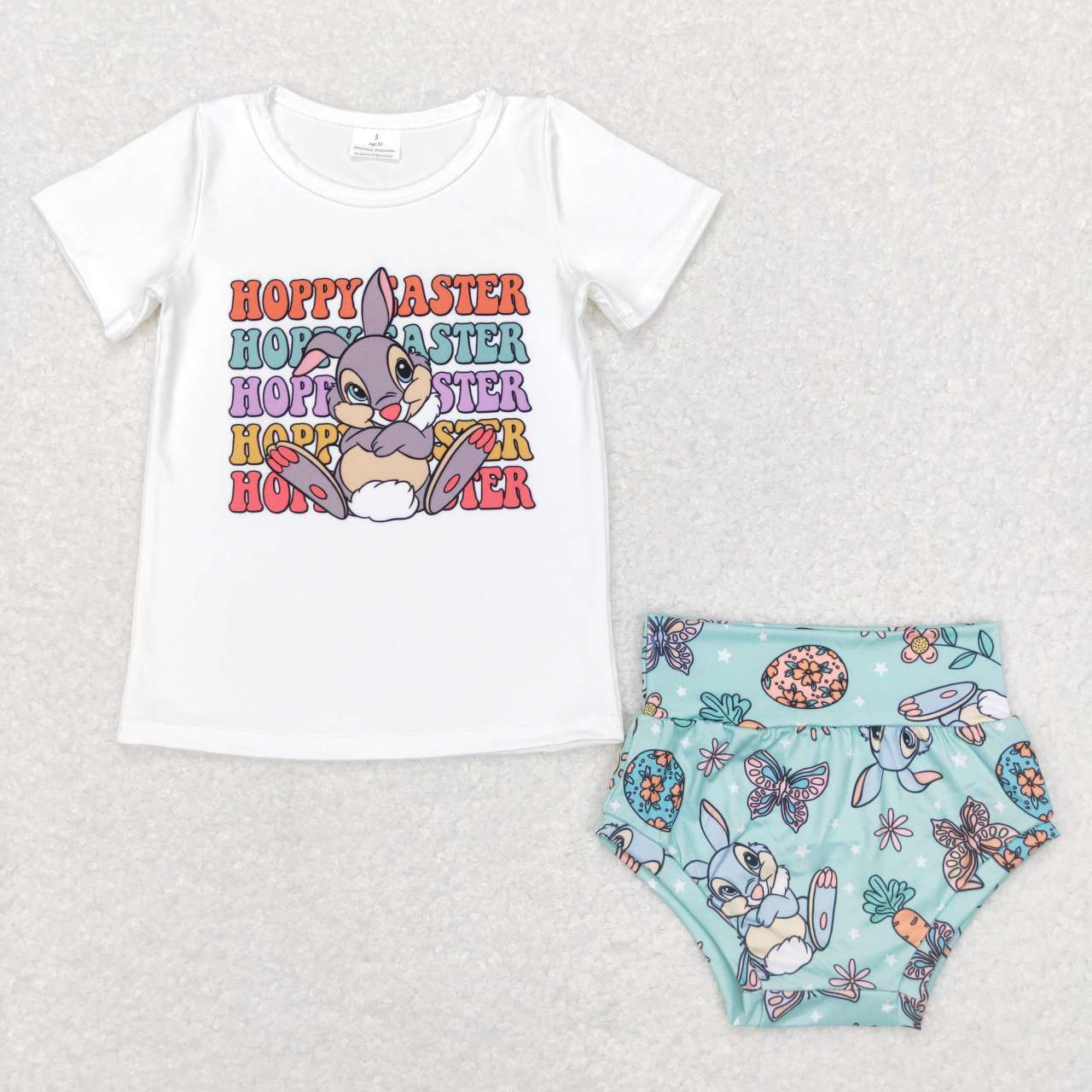 GBO0196 Bunny Happy Baby Kids Easter Bummie Set