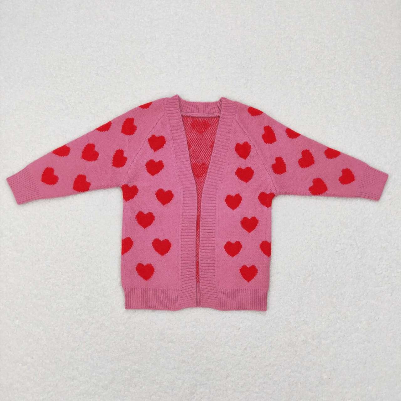 GT0372 Heart Pink Baby Girls Valentine's Sweater Cardigan