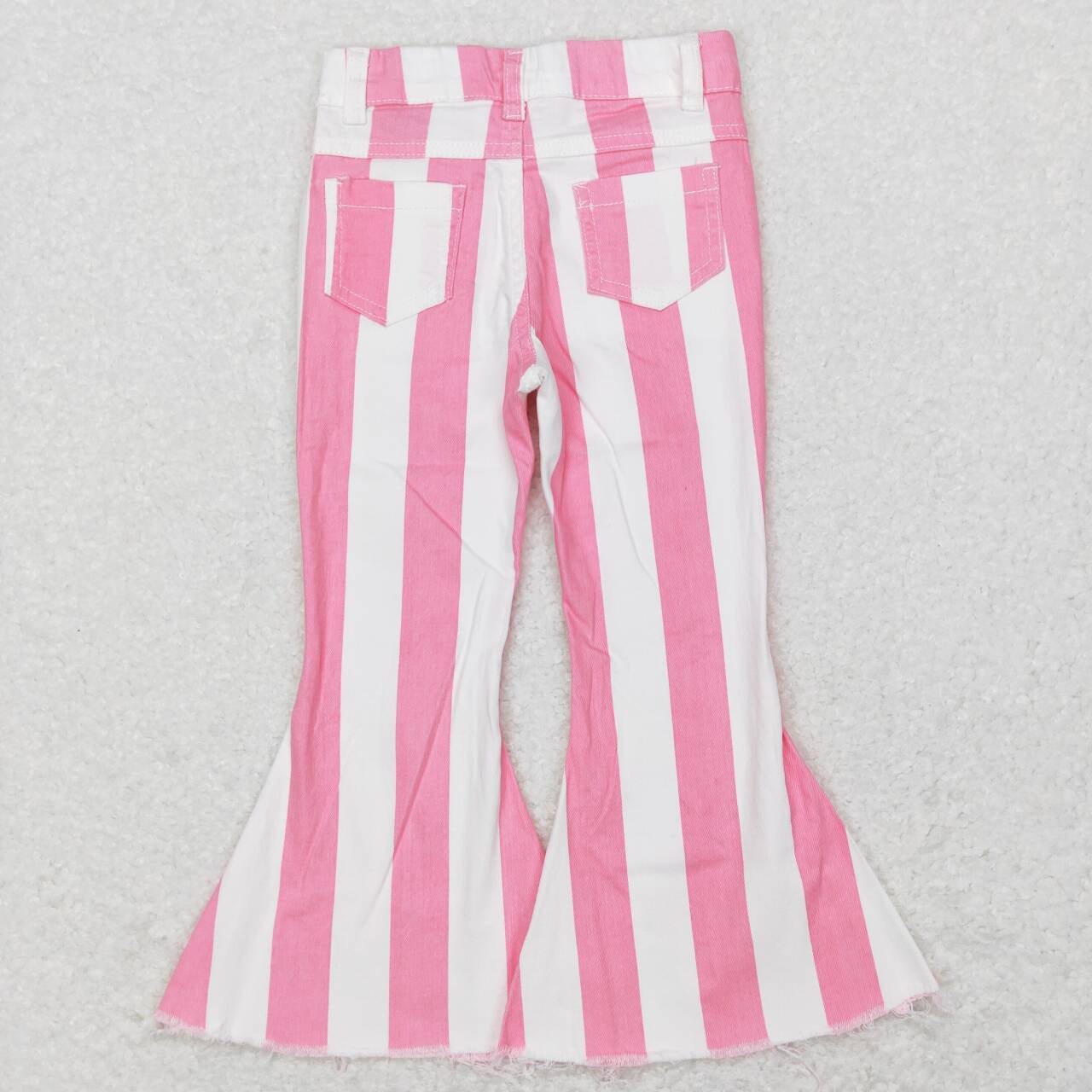 P0315 Pink Stripes Denim Girls Bell Bottom Jeans Valentine's Pants