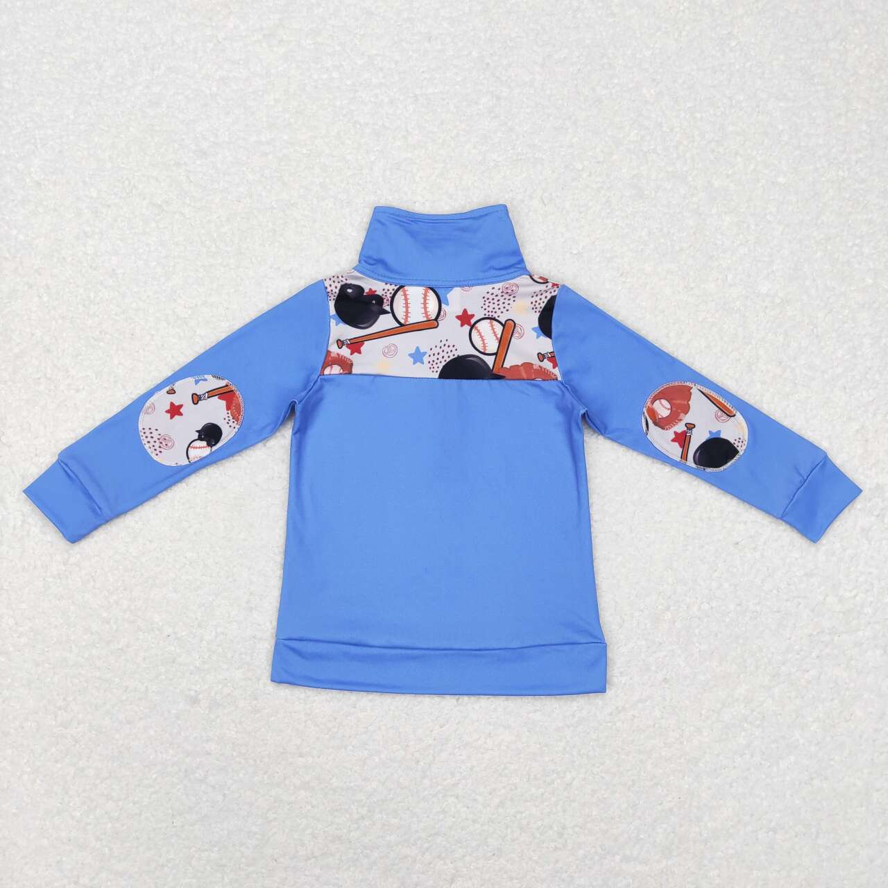BT0466 Baseball Print Boys Zipper Pullover Tee Shirt Top