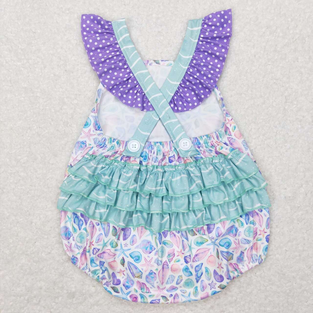 SR0735 Sea Shell Print Baby Girls Summer Bubble Romper