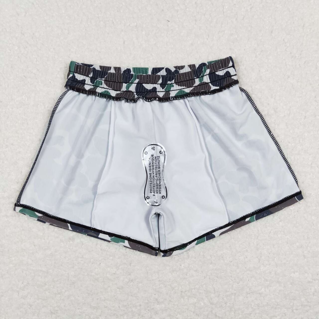 S0218 Boys Green Camo Print Swim Trunks