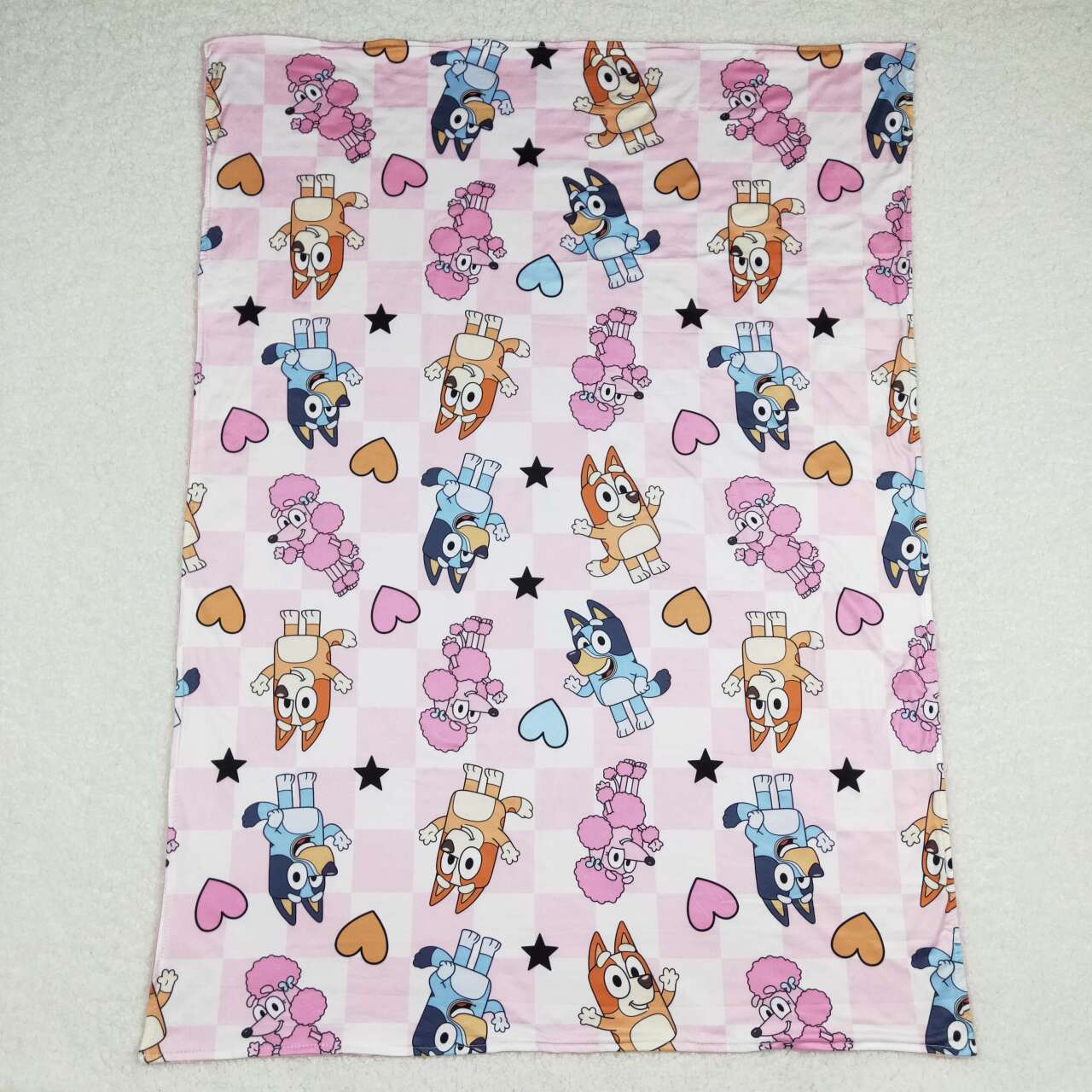 BL0114 Cartoon Dog Heart Print Kids Valentine's Blanket