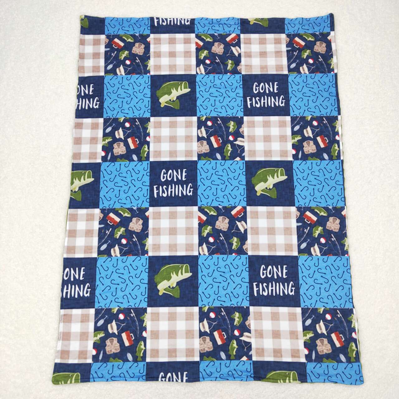 BL0097 Gone Fishing Print Baby Blanket