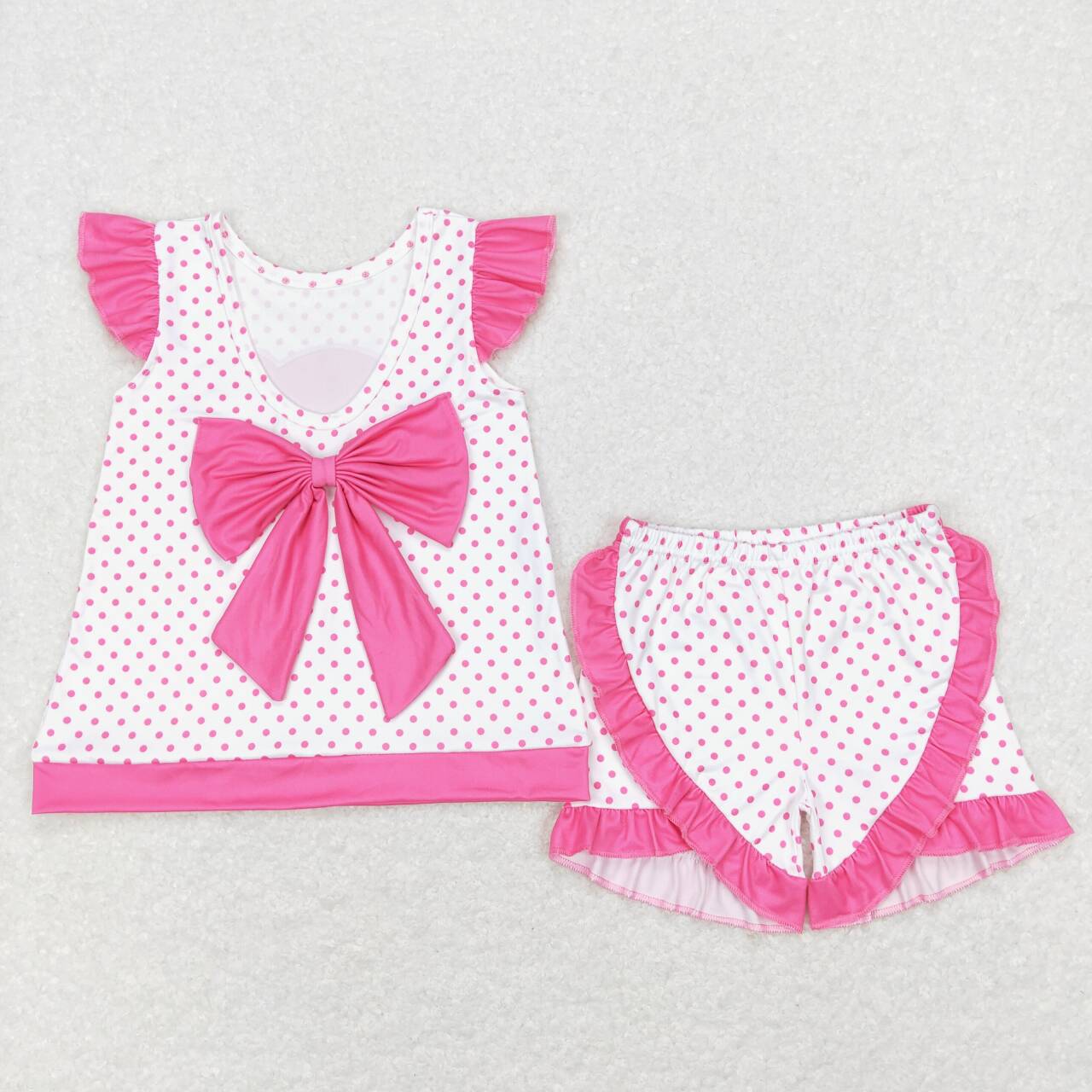 GSSO0384 Hot Pink BA Print Girls Shorts Clothes Set