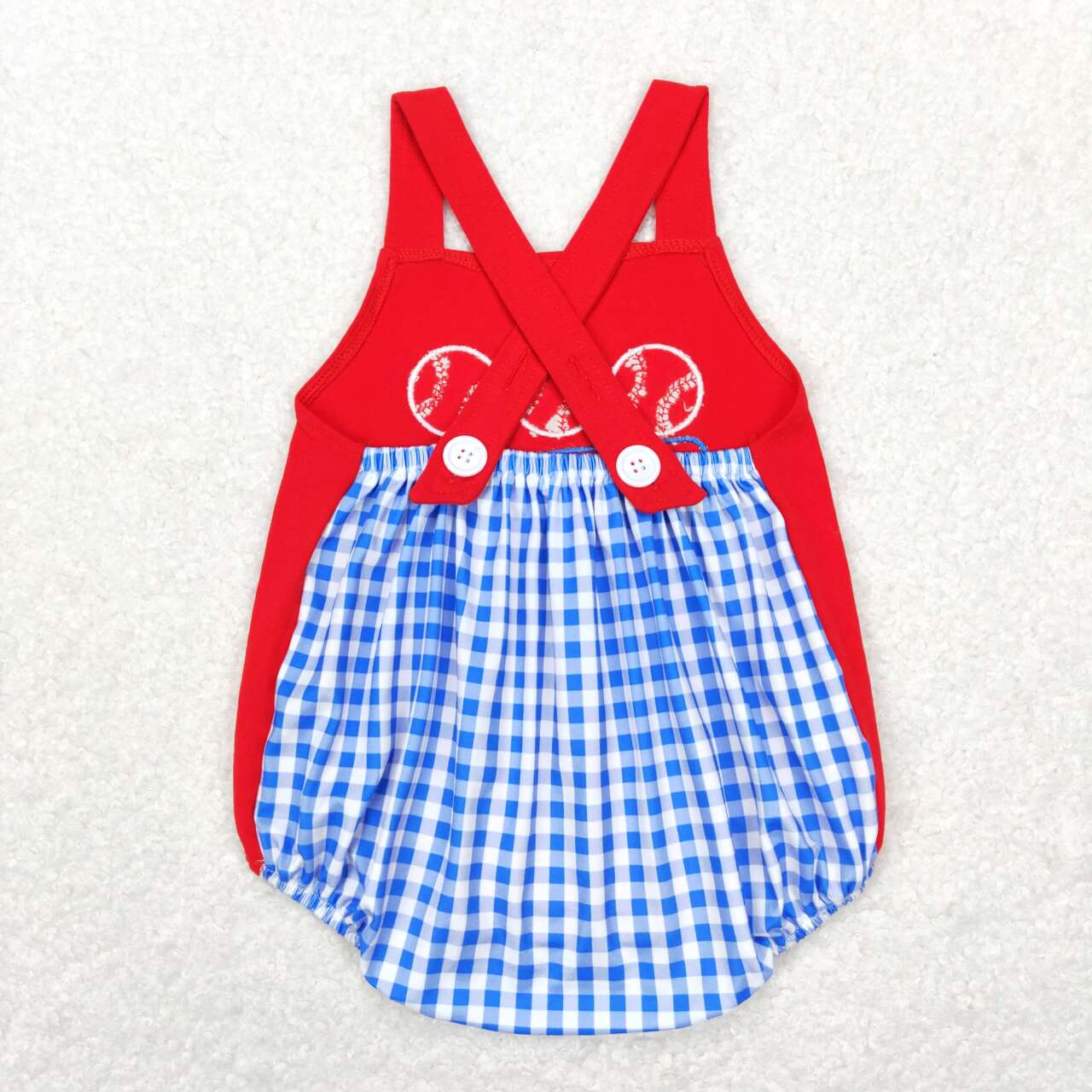 SR0687 Baseball Embroidery Baby Boys Summer Bubble Romper