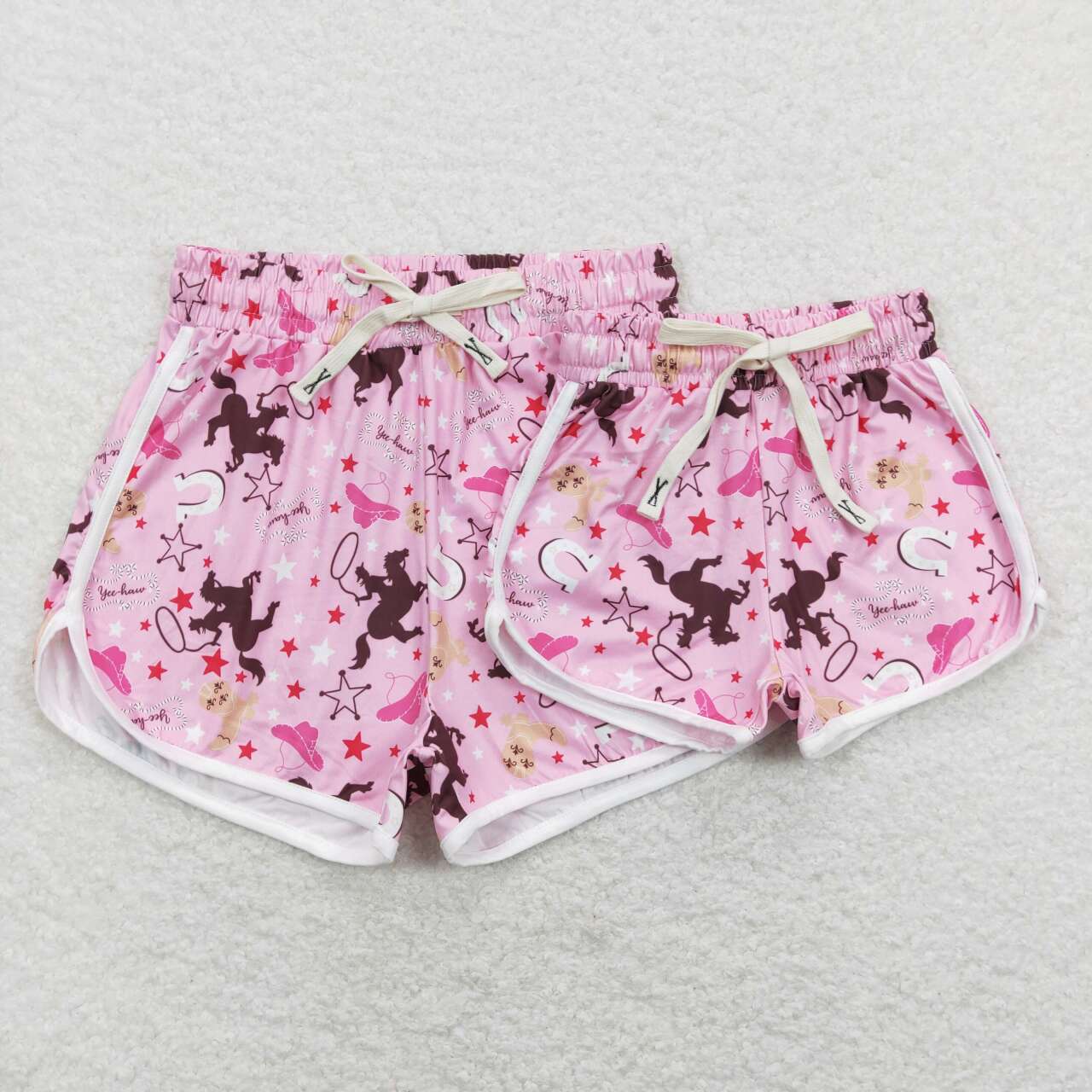 SS0130 Adult Pink Rodeo Print Summer Western Woman Shorts