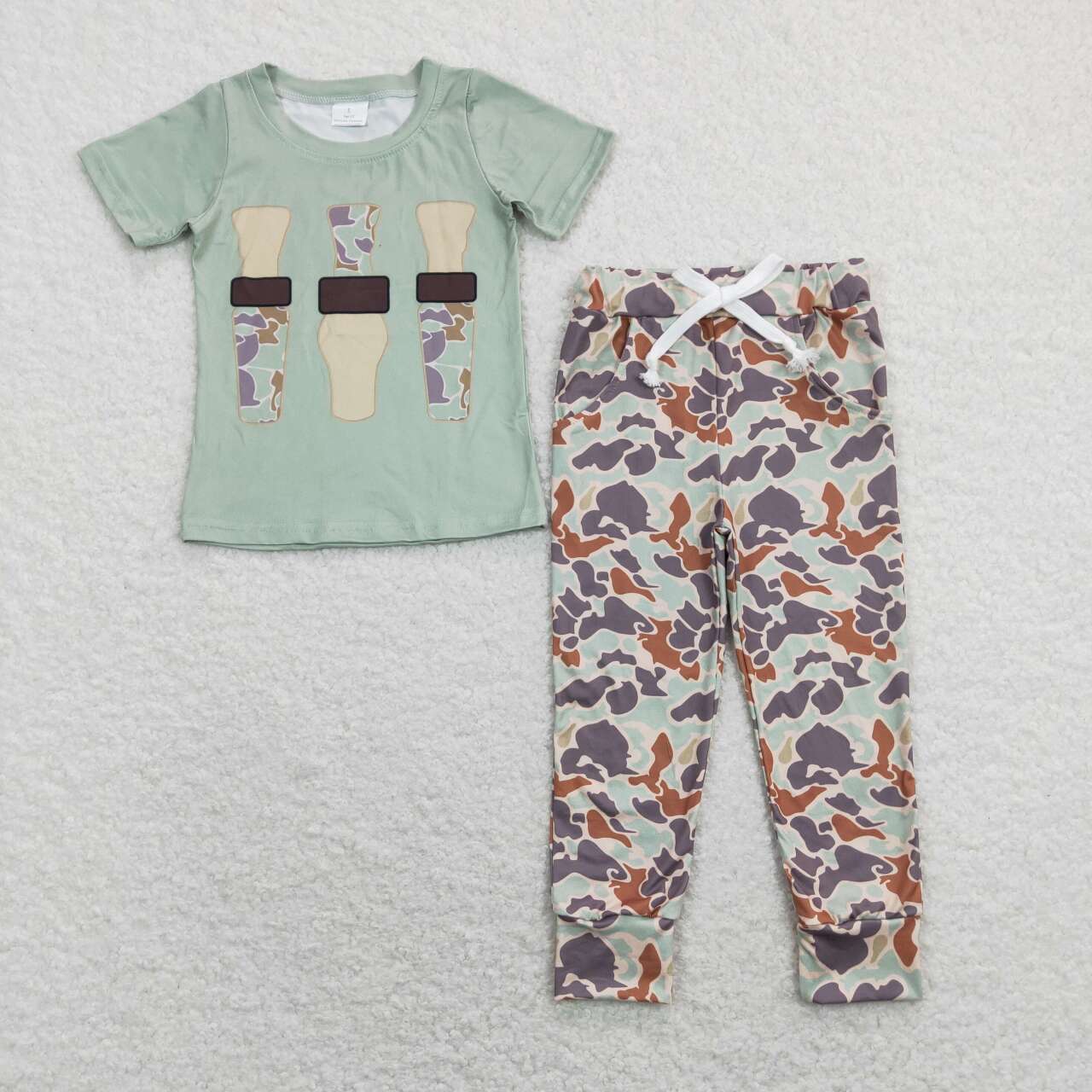 BSPO0342 Camo Duck Call Top Camo Pants Boys Clothes Set