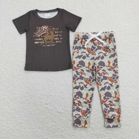 BSPO0338 Deer Branch Top Camo Pants Boys Hunting Clothes Set