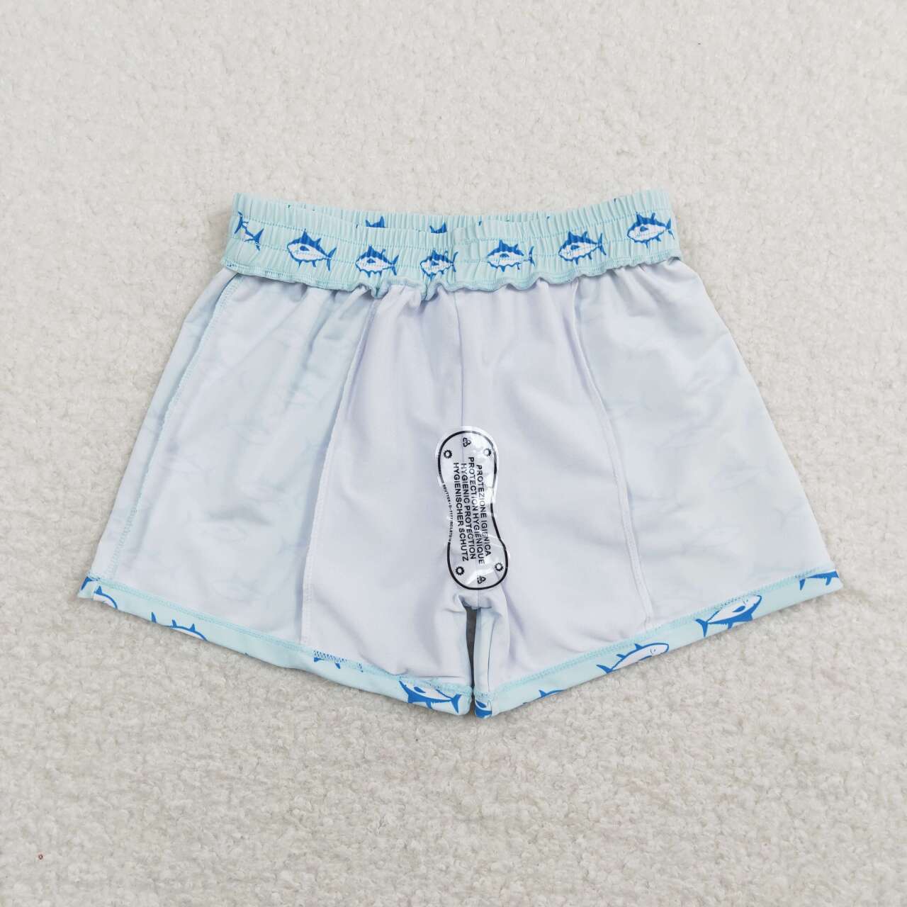 S0171 Boys Blue Shark Print Swim Trunks