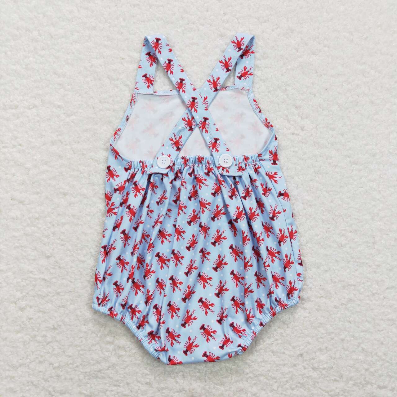 SR0746 Crayfish Print Baby Boys Summer Bubble Romper