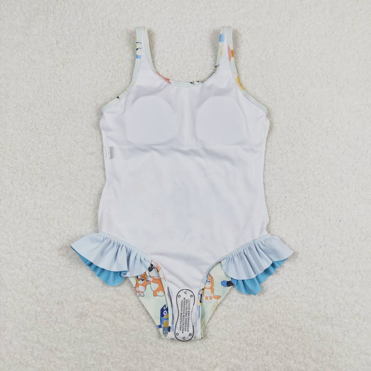 S0356 Cartoon Dog Sandbeach Print Girls 1 Piece Swimsuits