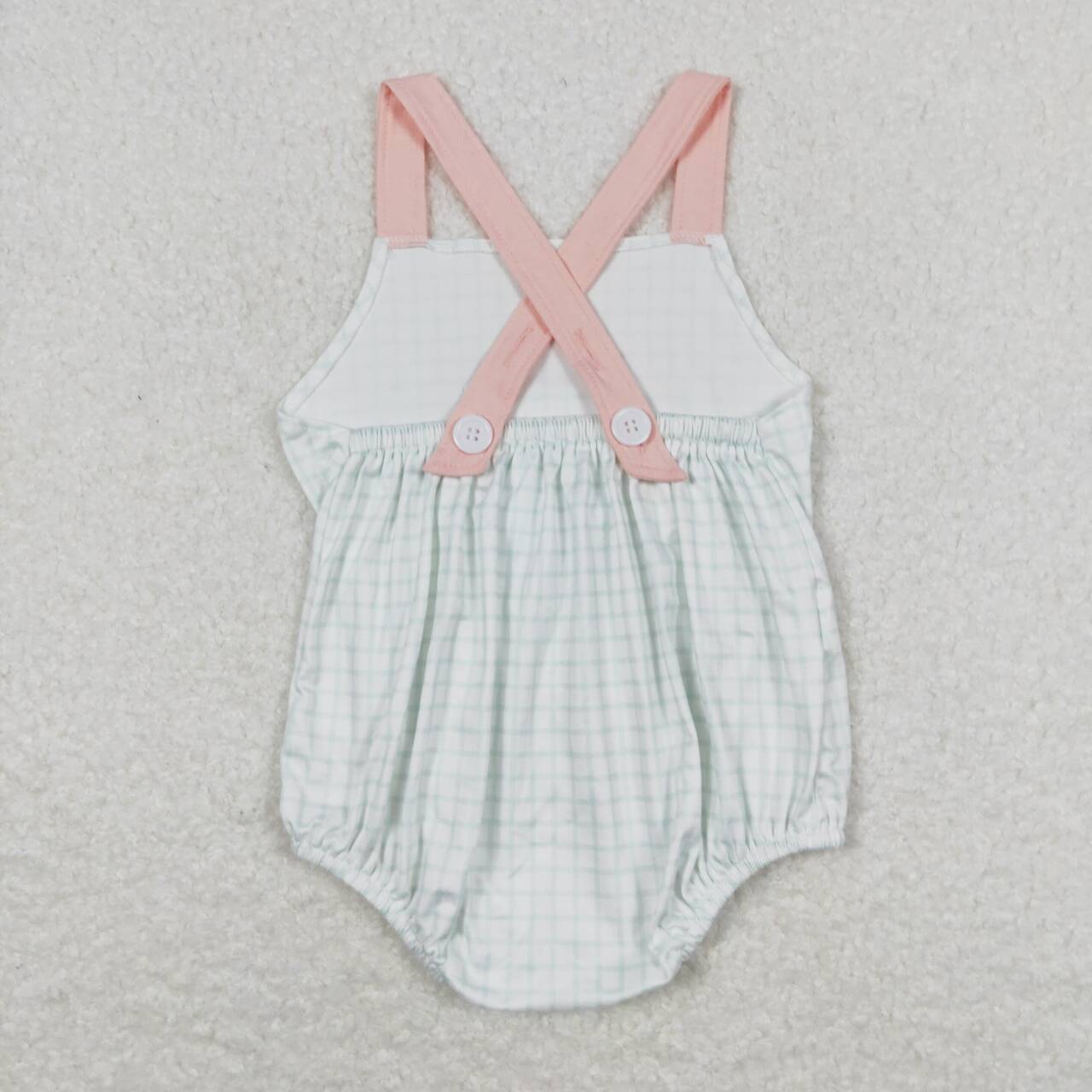 SR1229 Plaid Print Pocket Baby Boys Summer Romper