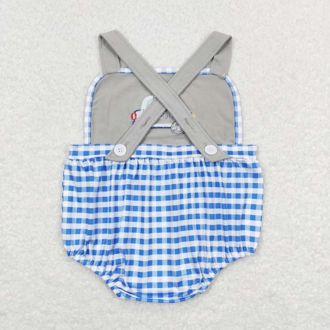 SR0997 Police Car Embroidery Baby Boys Summer Romper