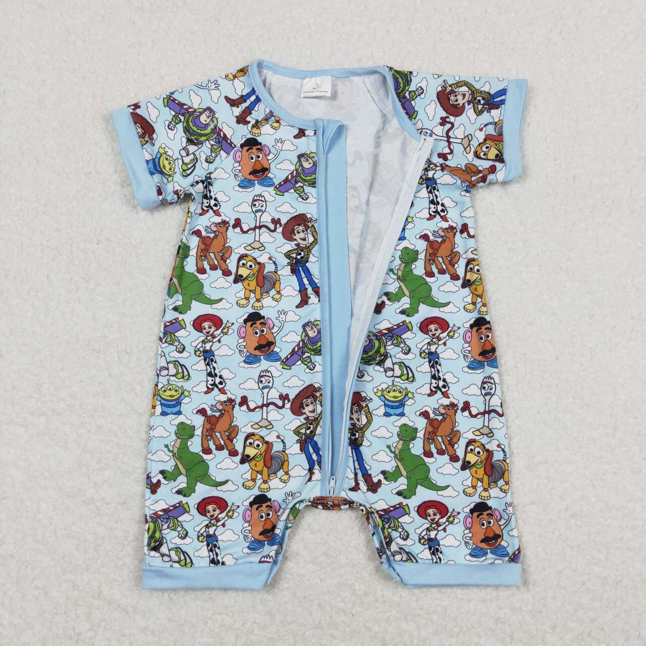 SR1274 Cartoon Toys Print Baby Boys Summer Zipper Romper